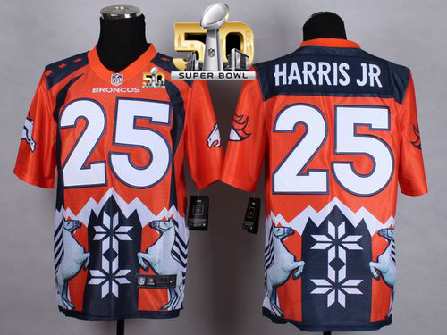 Nike Broncos #25 Chris Harris Jr Orange Super Bowl 50 Men's Stitched NFL Elite Noble Fashion Jersey